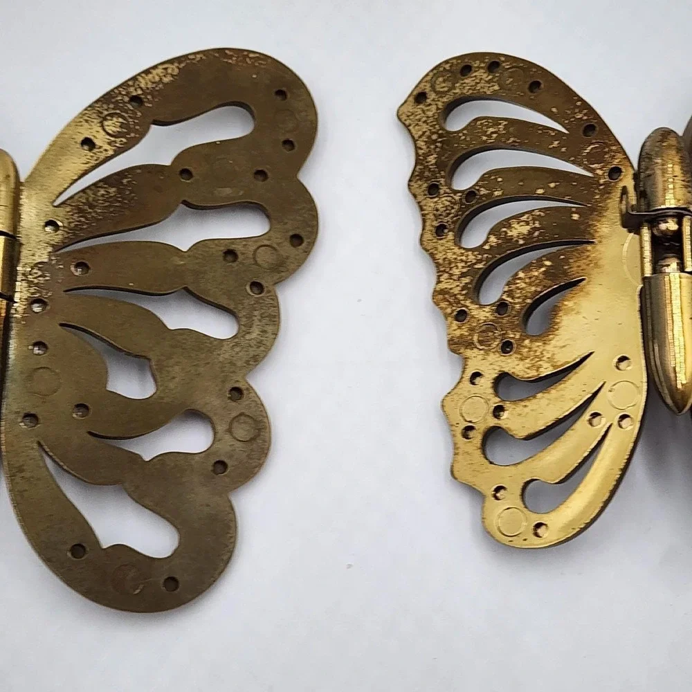 Vintage Gold Butterfly Wall Plaques Set of 2 Bendable Plastic Retro Decor 1980s